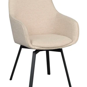 Alison karmstol ljusbeige tyg/svarta metallben snurr